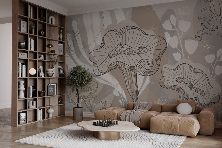 Papel de parede Desenho de flores e plantas - Image 3