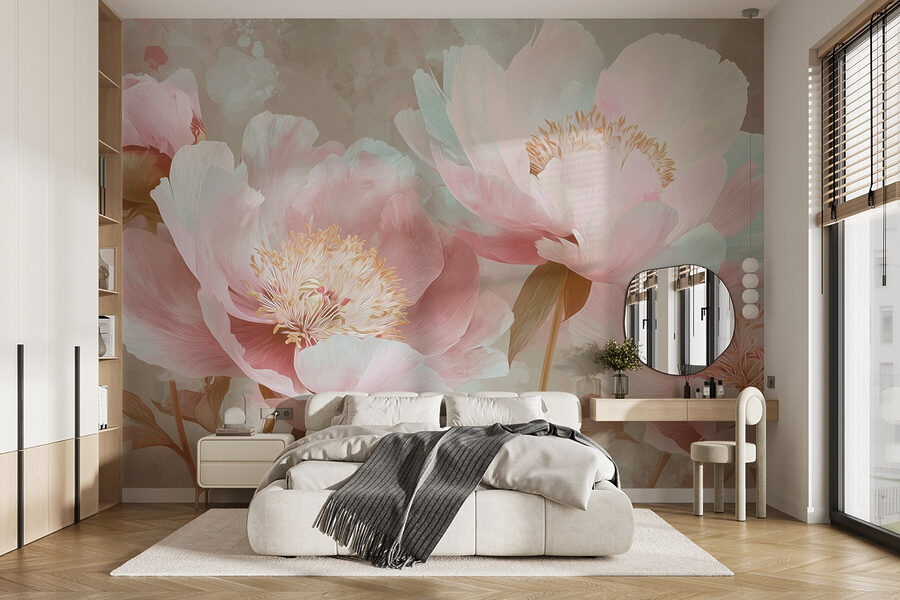 Flores delicadas em tons pastel suaves