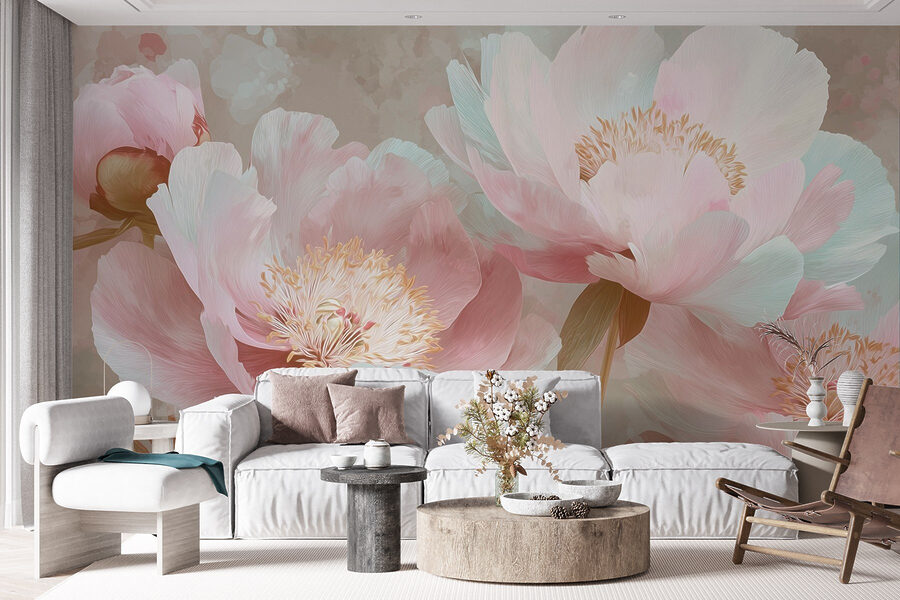Flores delicadas em tons pastel suaves