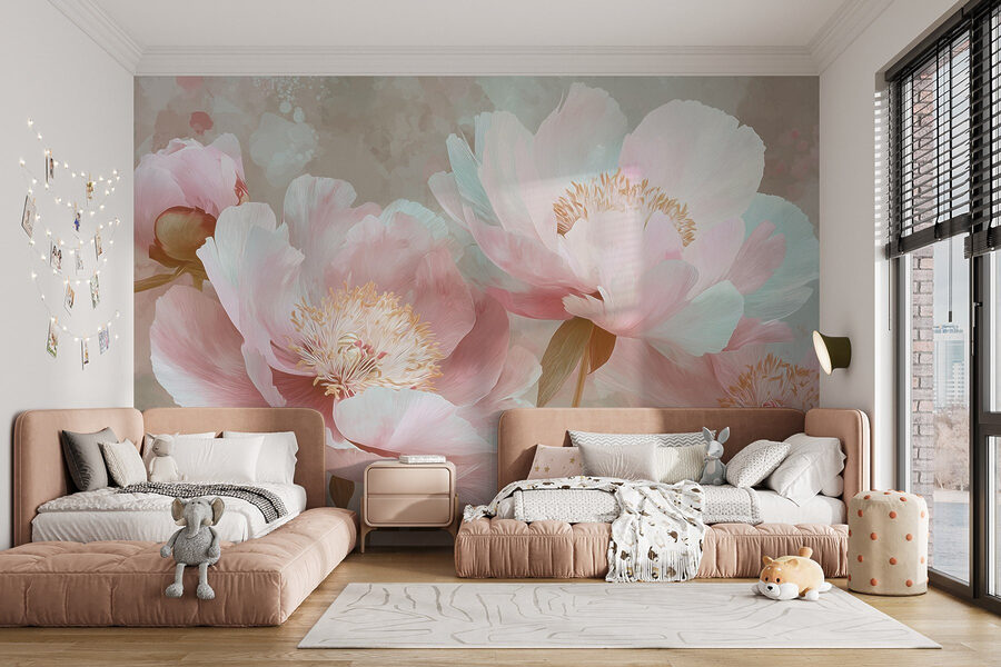 Flores delicadas em tons pastel suaves