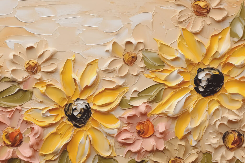 Pintura de flores numa parede Pintura de flores numa parede