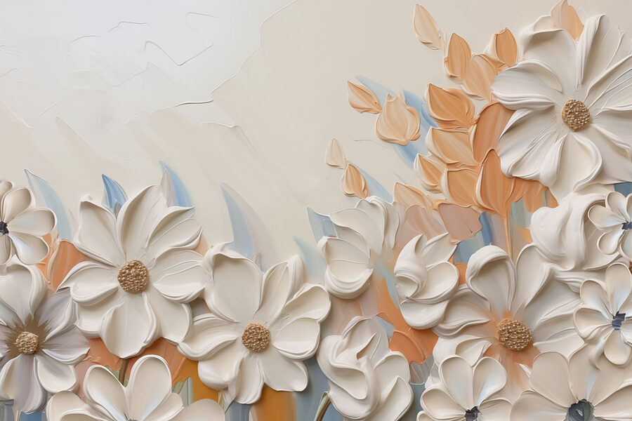 Pintura de flores numa parede