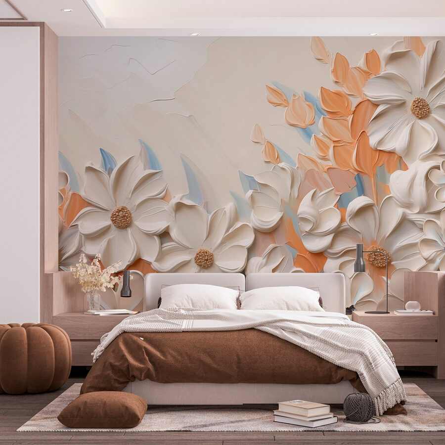 Pintura de flores numa parede