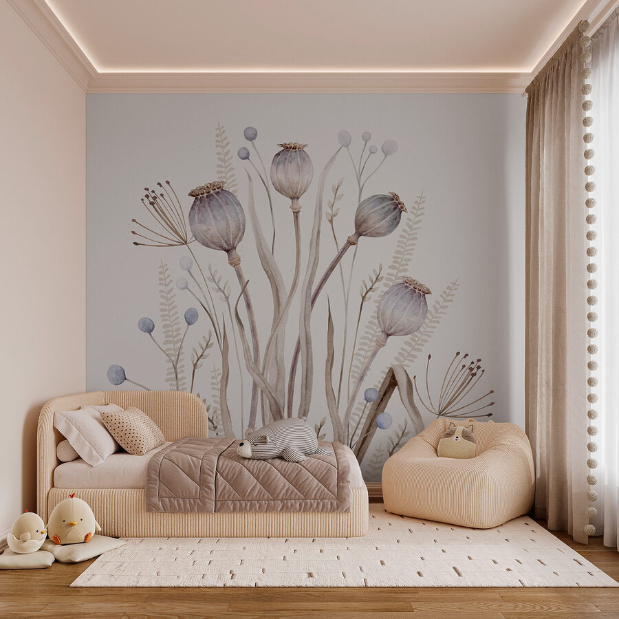 Pintura a aguarela de flores e plantas
