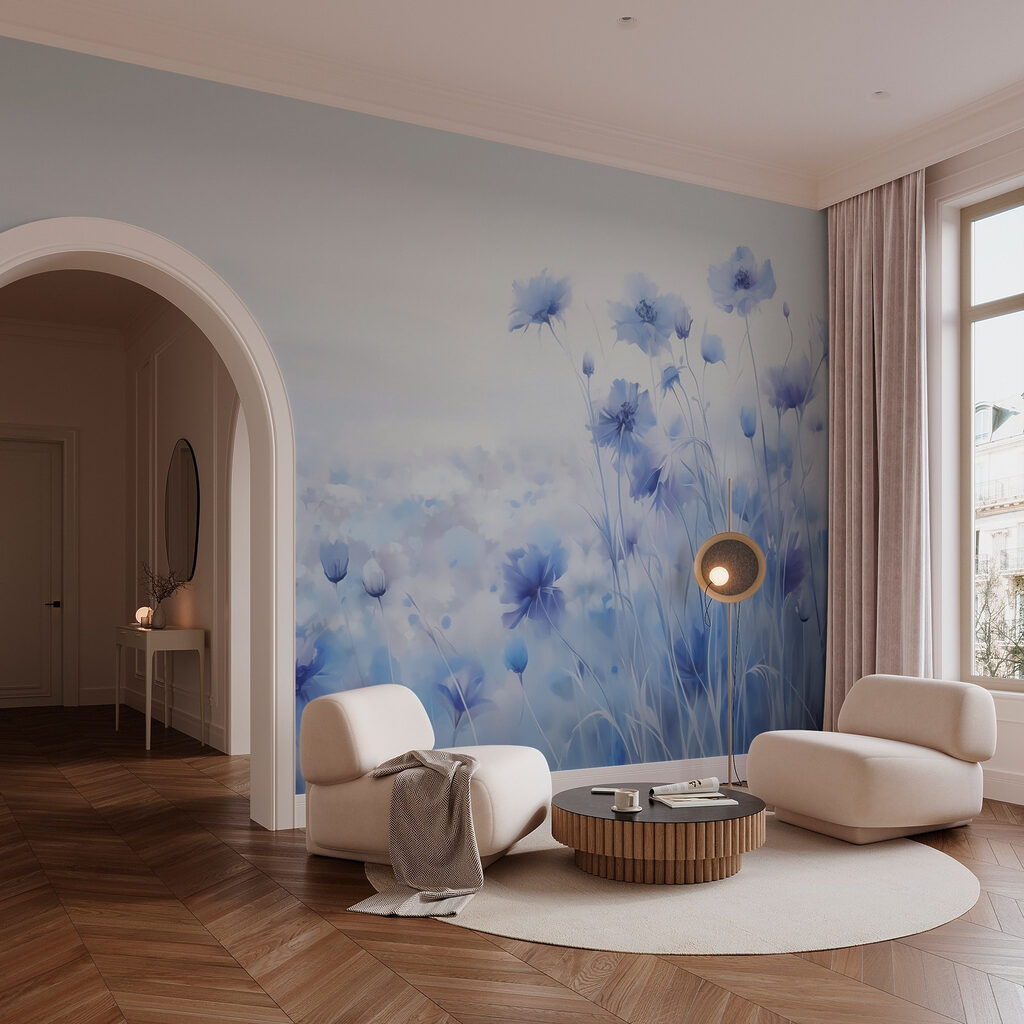 Field of flowers with a cloudy sky Field of flowers with a cloudy sky