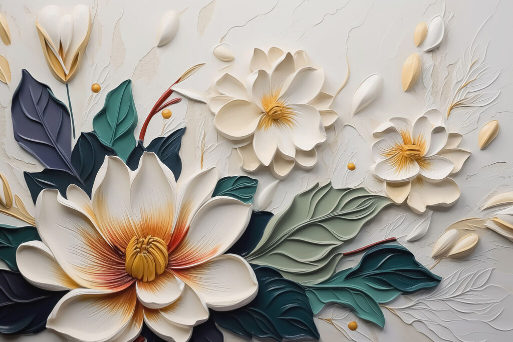 Flor branca e amarela com folhas Flor branca e amarela com folhas