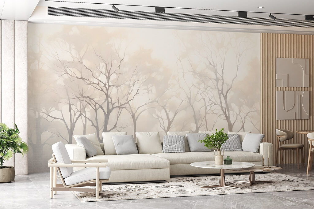 Group of trees in fog Group of trees in fog