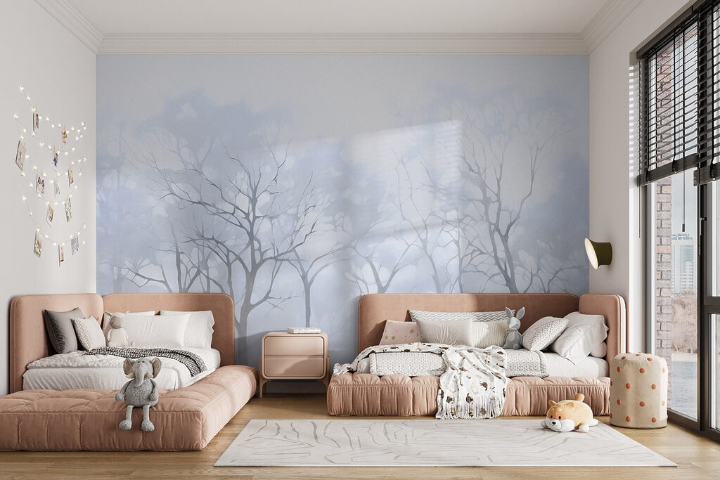 Group of trees in fog Group of trees in fog