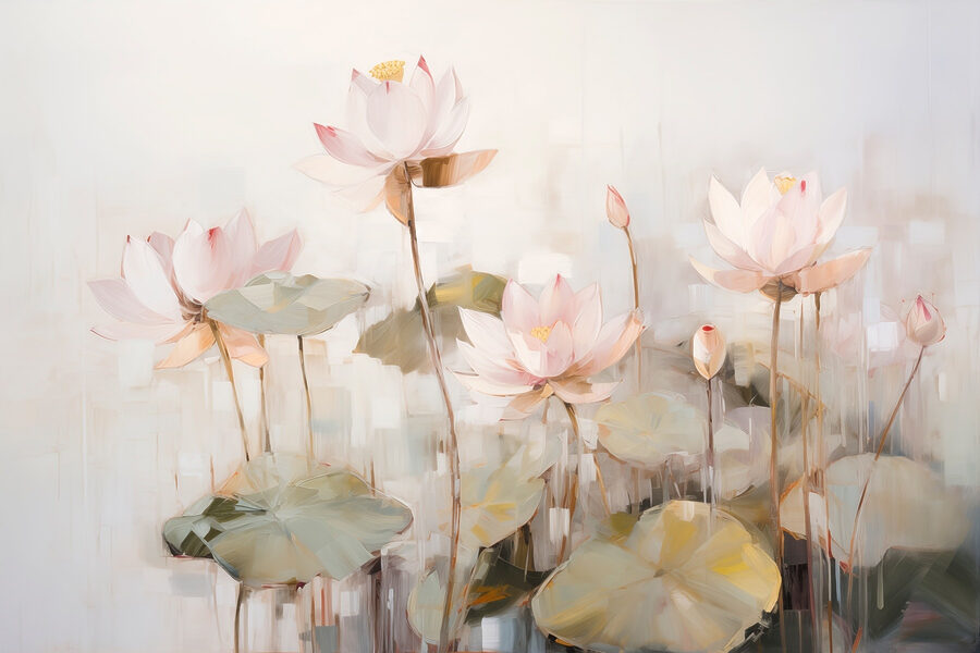 Pintura de flores e folhas