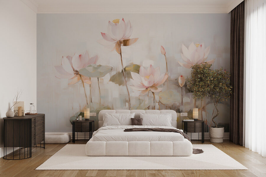 Pintura de flores e folhas