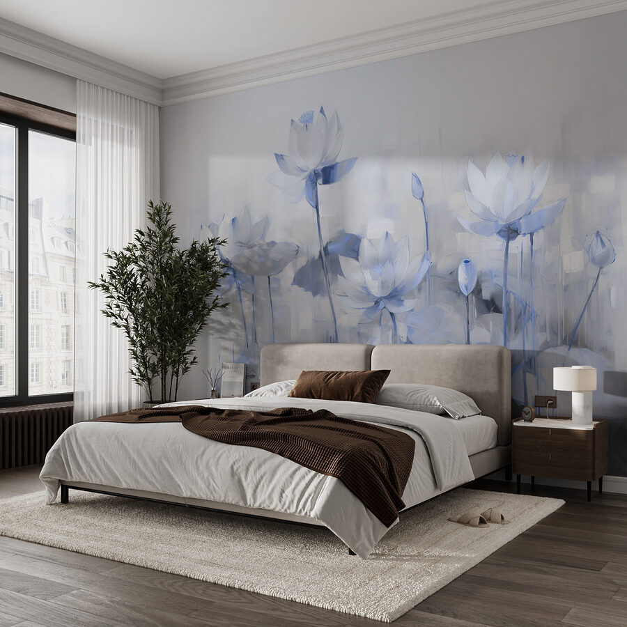 Pintura de flores e folhas