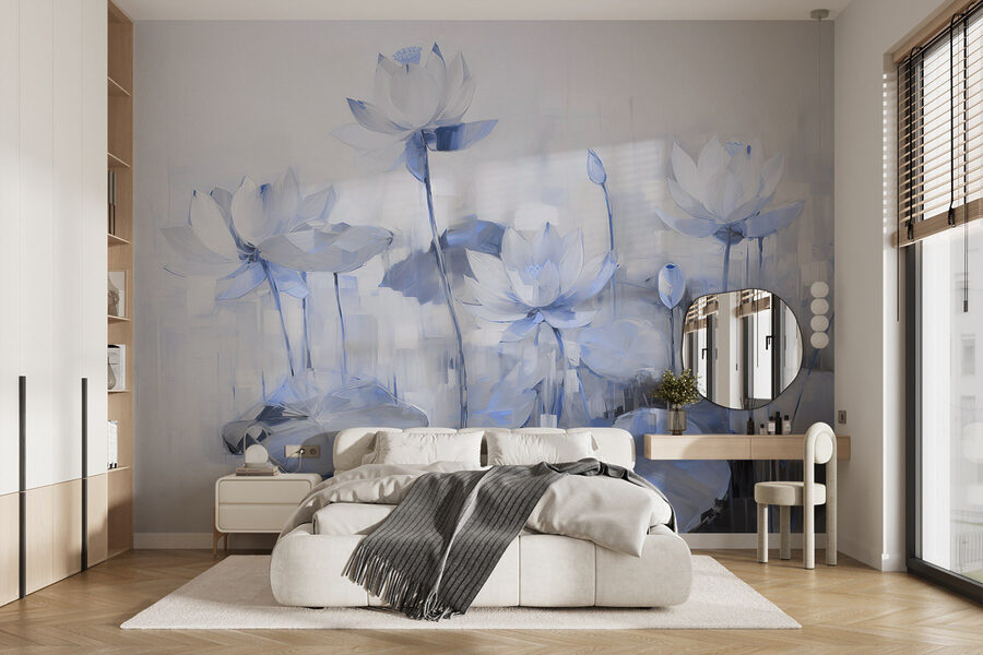 Pintura de flores e folhas