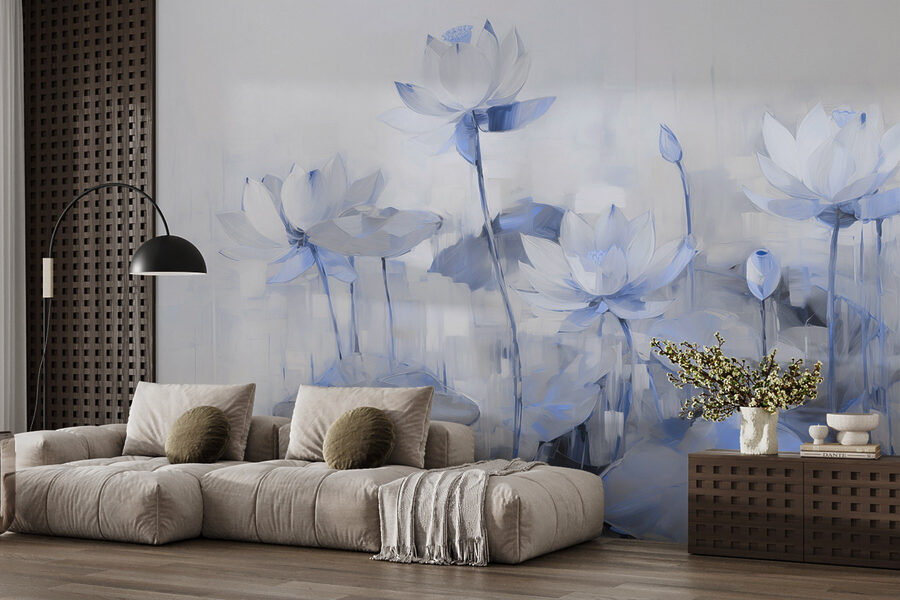 Pintura de flores e folhas