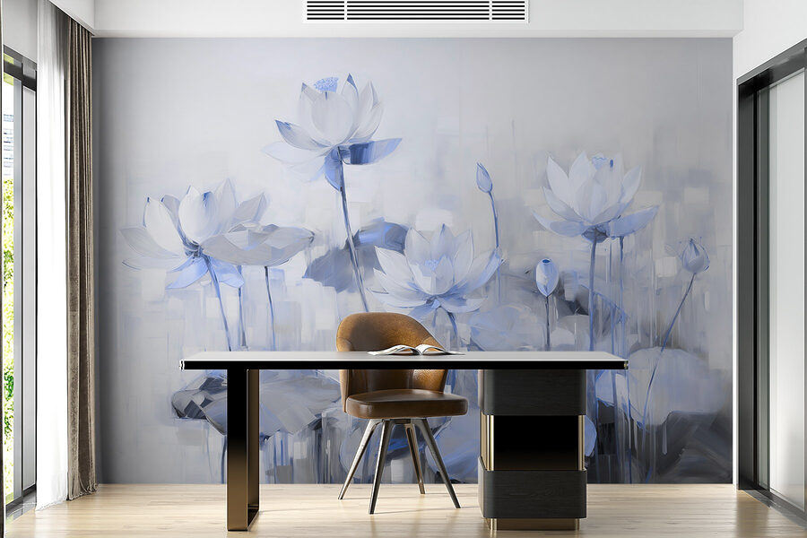 Pintura de flores e folhas