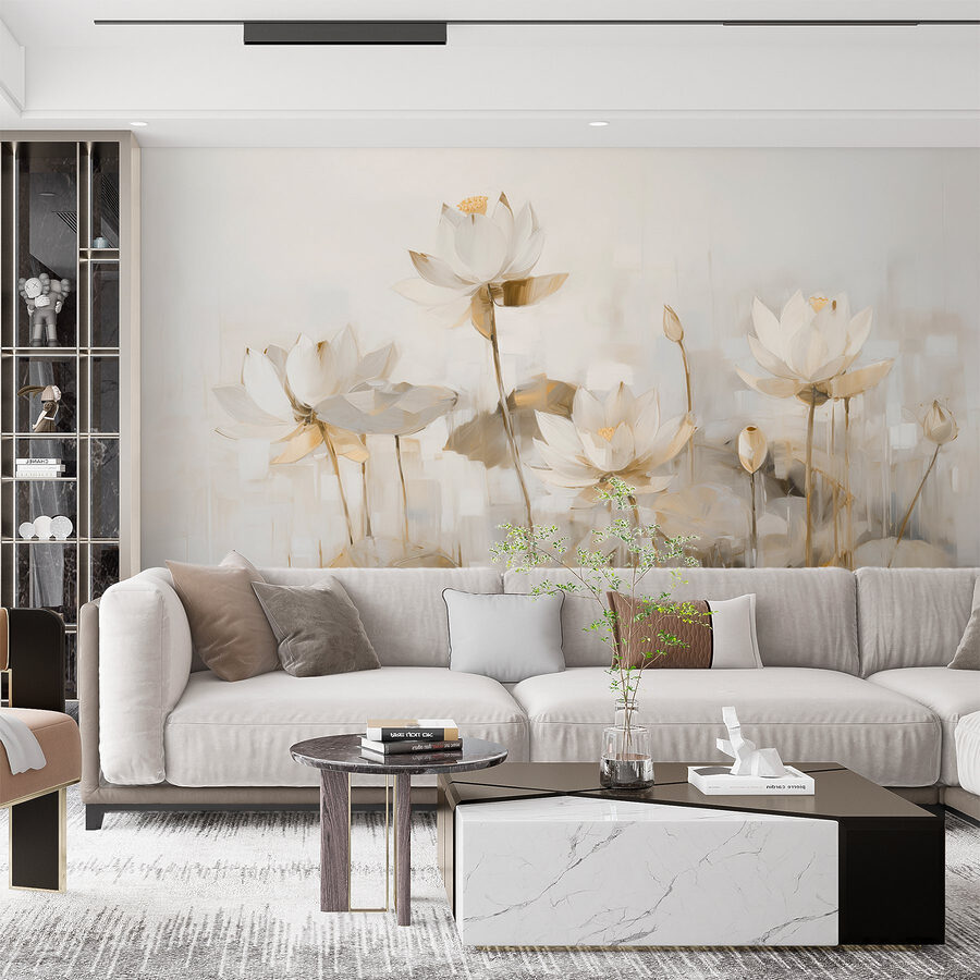 Pintura de flores brancas
