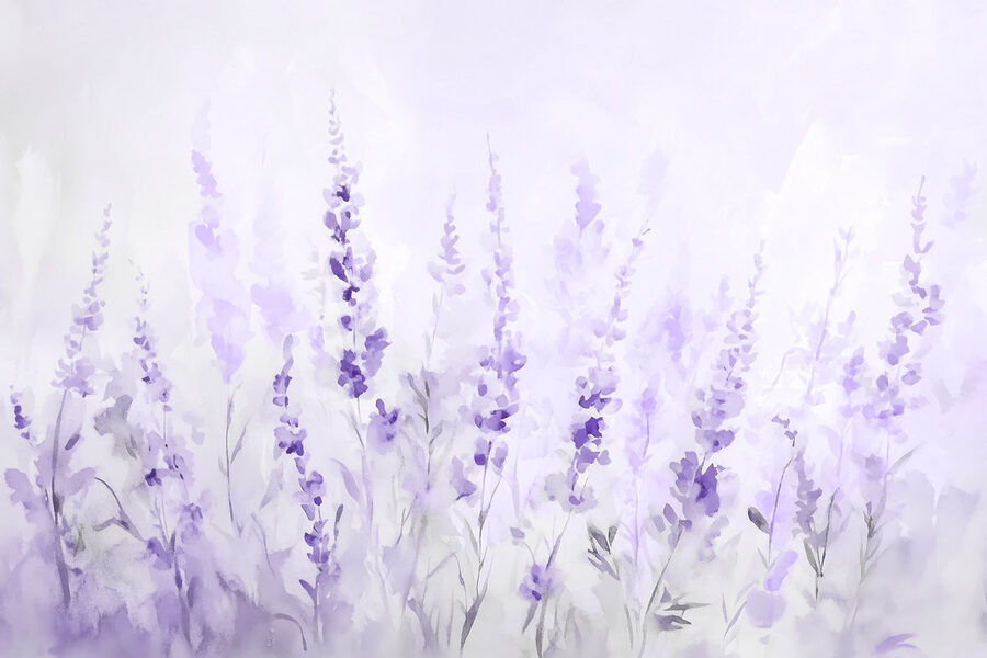 Pintura de flores roxas