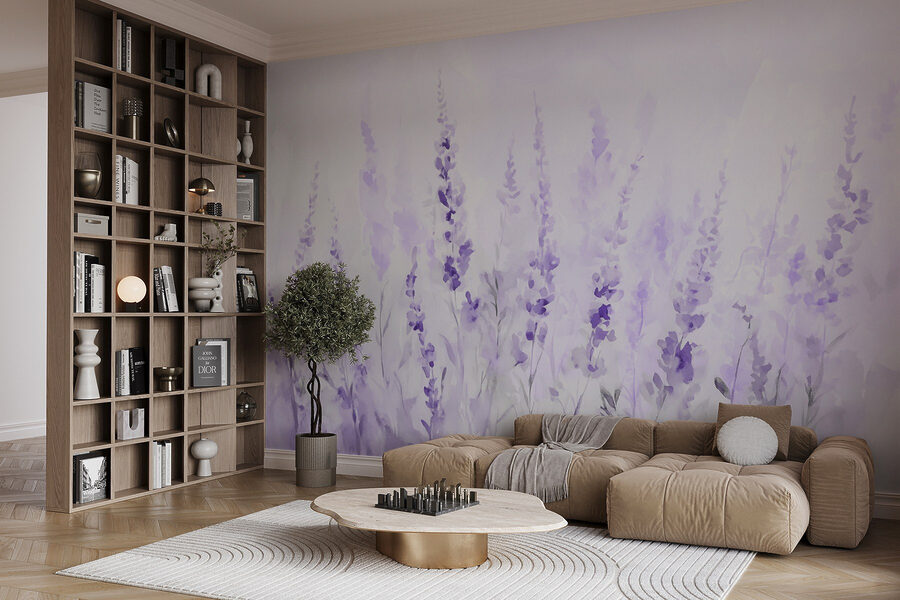Pintura de flores roxas