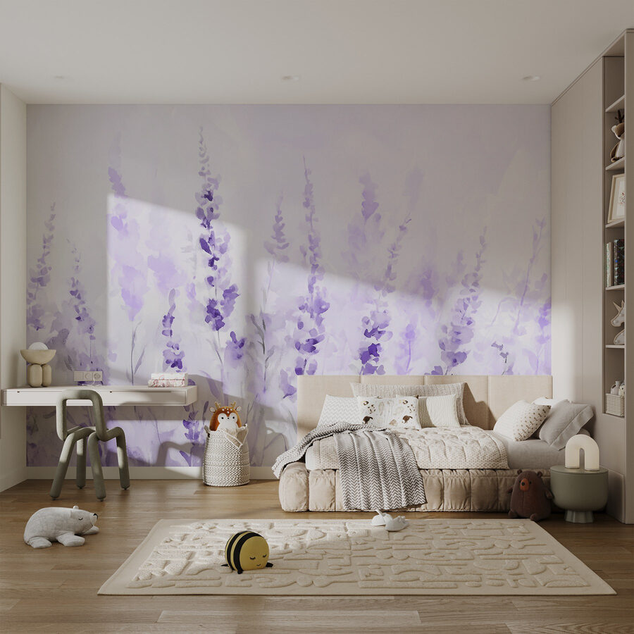 Pintura de flores roxas