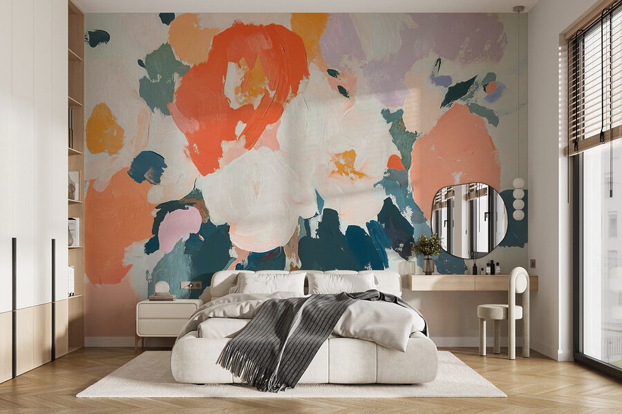 Pintura de flores com cores diferentes