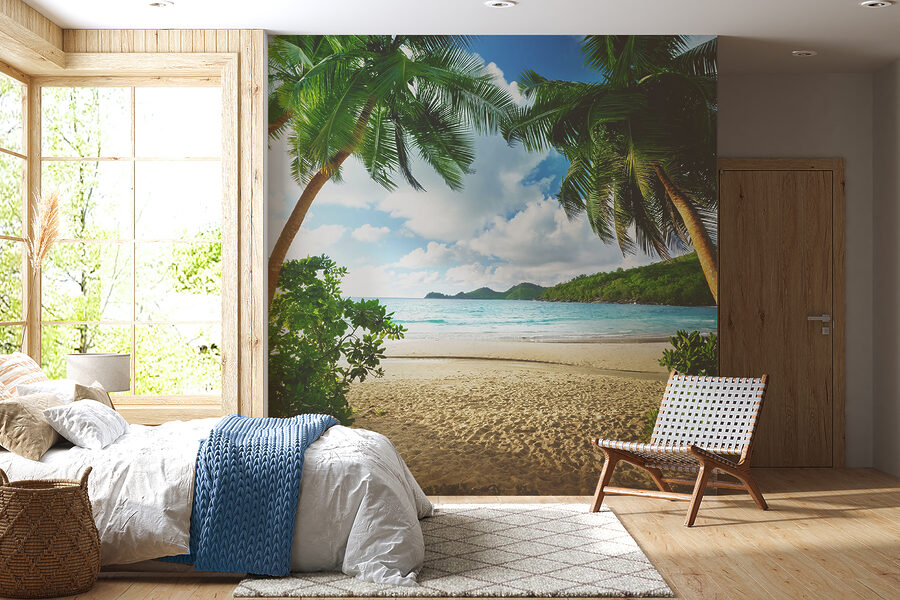 Papel de parede Praia com palmeiras e água azul - Image 11