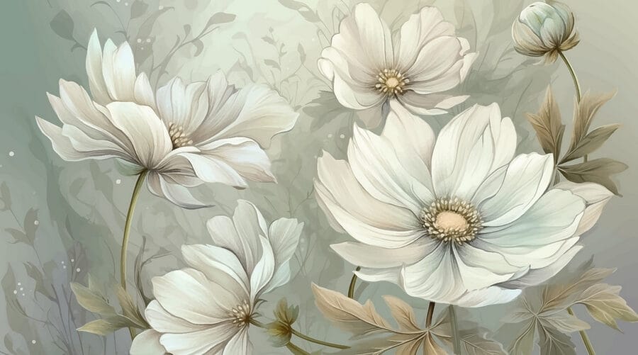 Flores delicadas em tons serenos