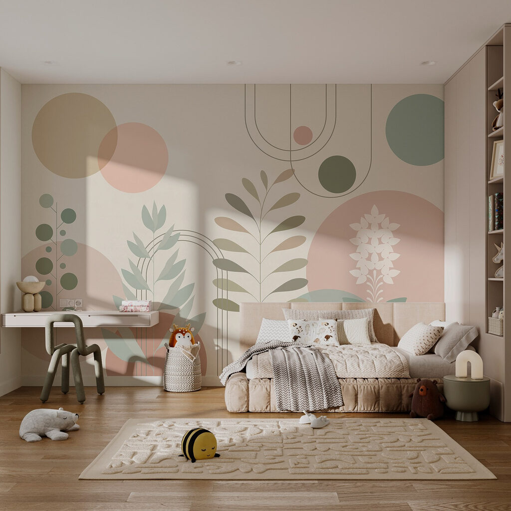 Desenho botânico abstrato com cores suaves Desenho botânico abstrato com cores suaves