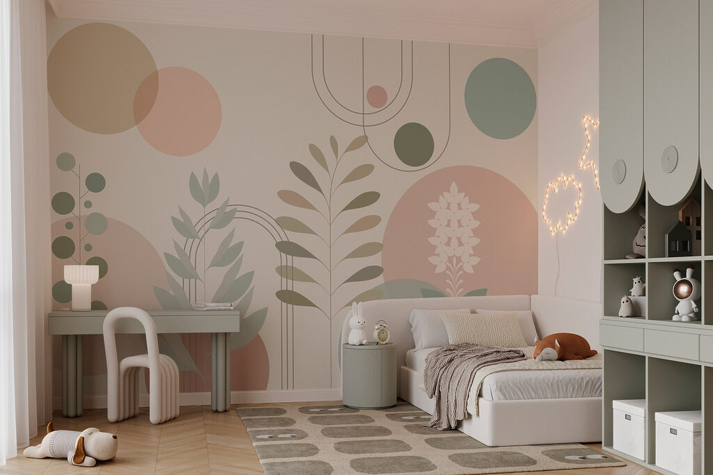 Desenho botânico abstrato com cores suaves Desenho botânico abstrato com cores suaves