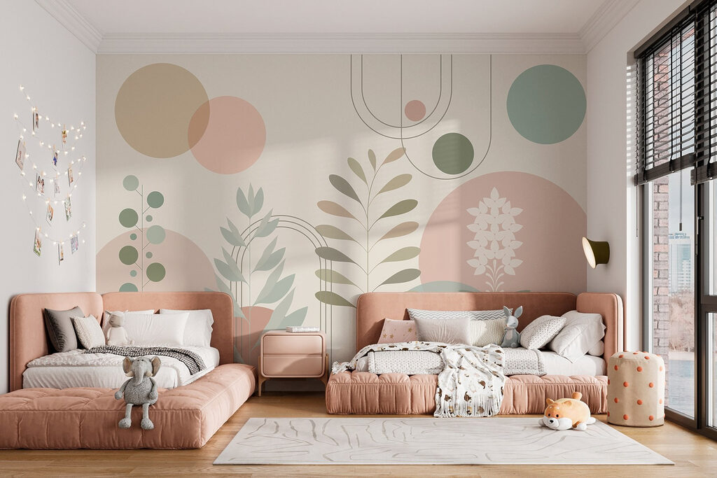 Desenho botânico abstrato com cores suaves Desenho botânico abstrato com cores suaves