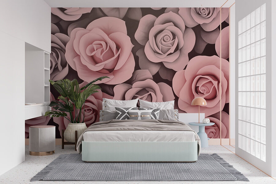 Papel de parede Grupo de rosas cor-de-rosa