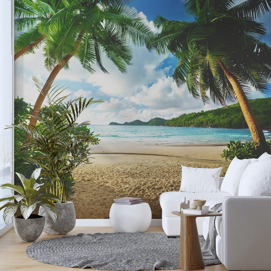 Papel de parede Praia com palmeiras e água azul - Image 12