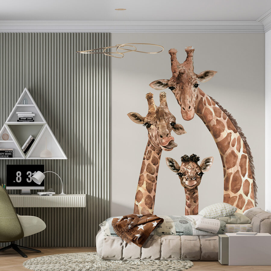 Um grupo de girafas com as cabeças juntas