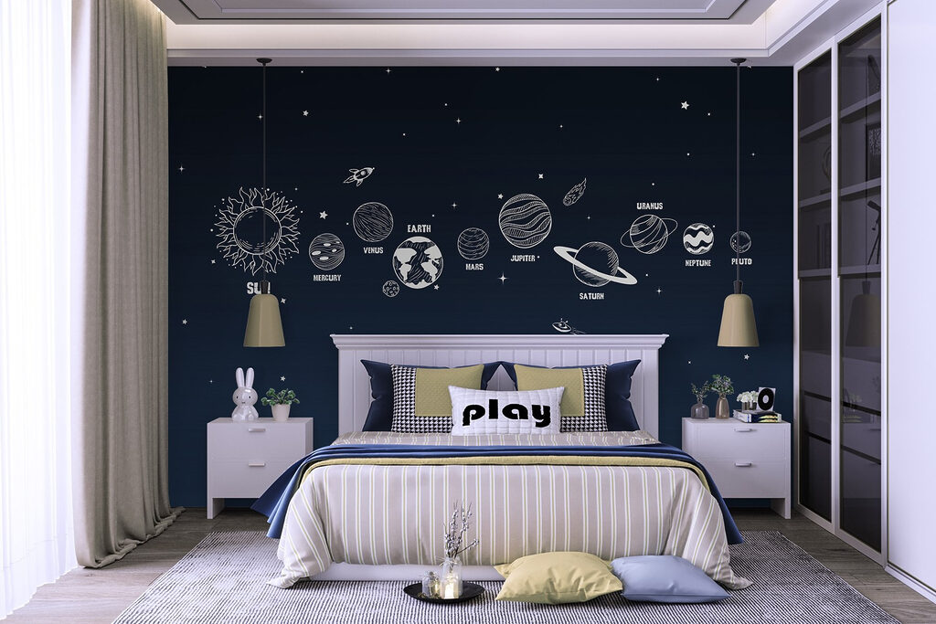 A line of planets in space A line of planets in space