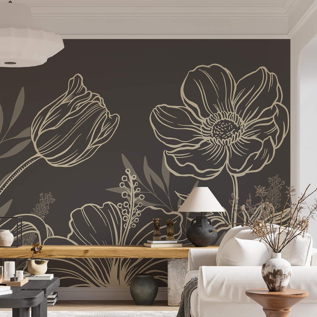 Delicado desenho de linhas florais Delicado desenho de linhas florais