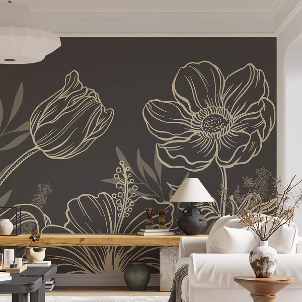 Delicado desenho de linhas florais Delicado desenho de linhas florais