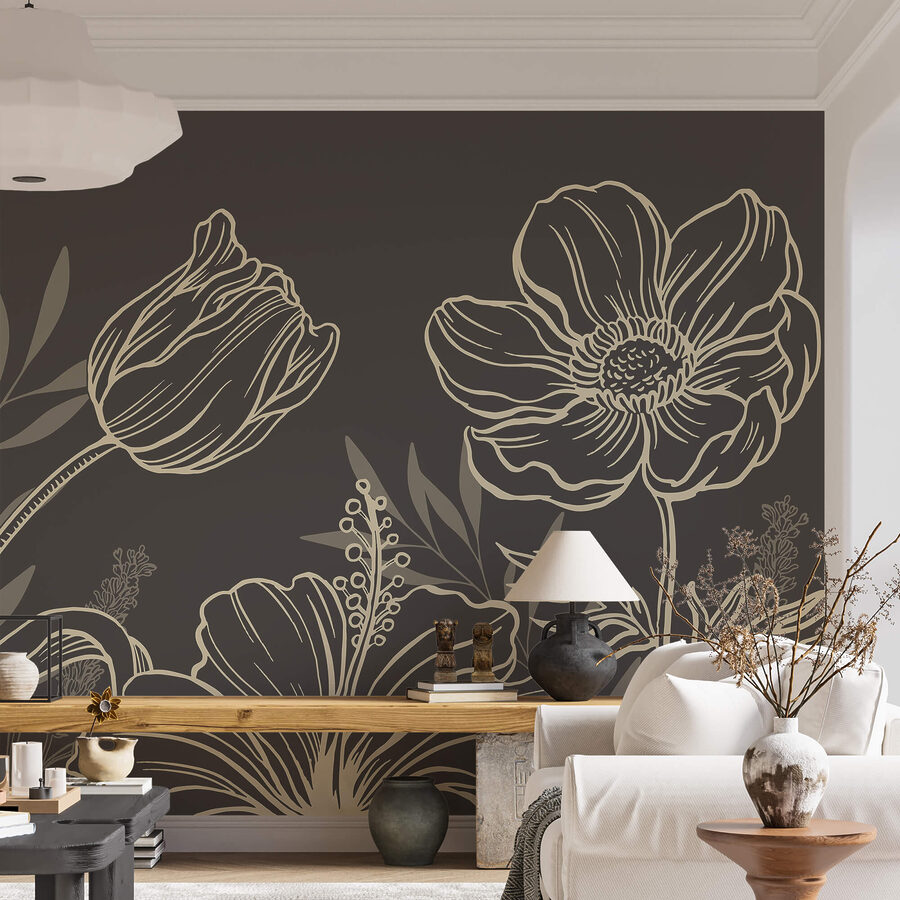 Delicado desenho de linhas florais