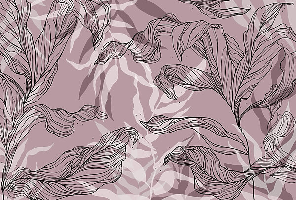 Desenho de folhas sobre um fundo cor-de-rosa Desenho de folhas sobre um fundo cor-de-rosa