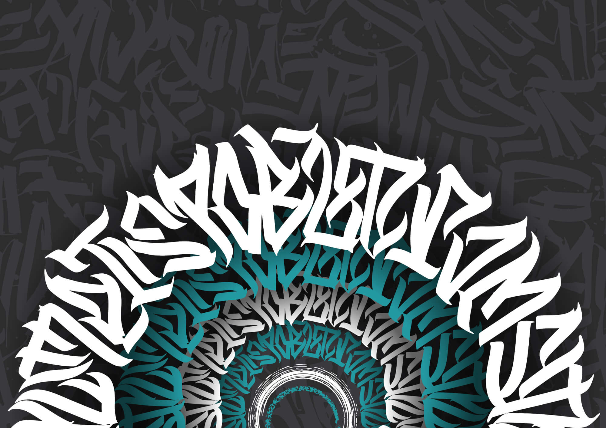 Graffiti branco e azul sobre um fundo preto t00012p - Graffiti branco e azul sobre um fundo preto - tegory