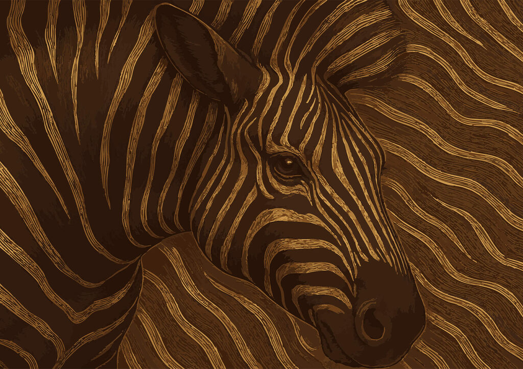 Zebra em redemoinhos abstractos de cor Zebra em redemoinhos abstractos de cor