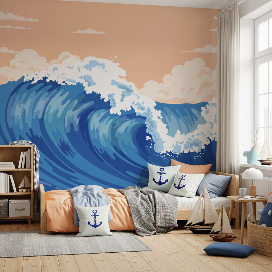 Onda grande com ondas espumosas