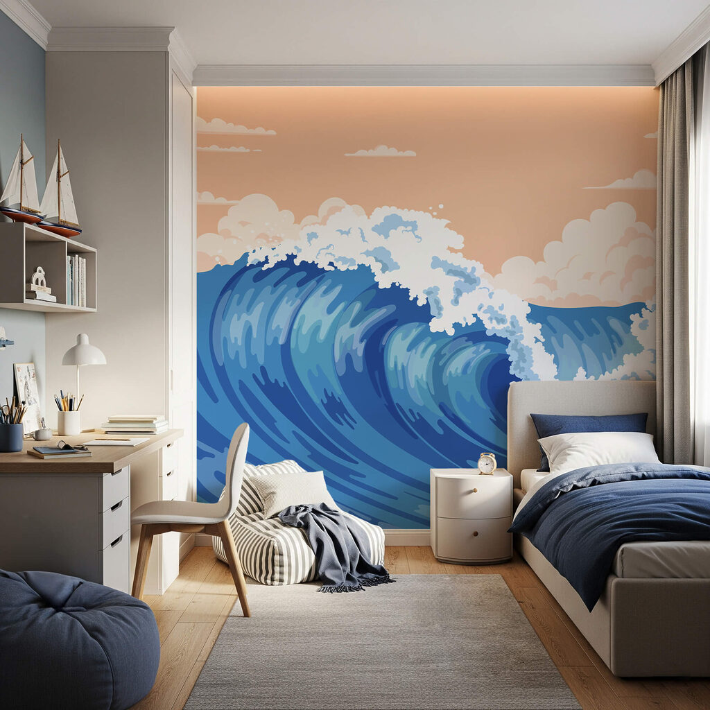 Onda grande com ondas espumosas Onda grande com ondas espumosas
