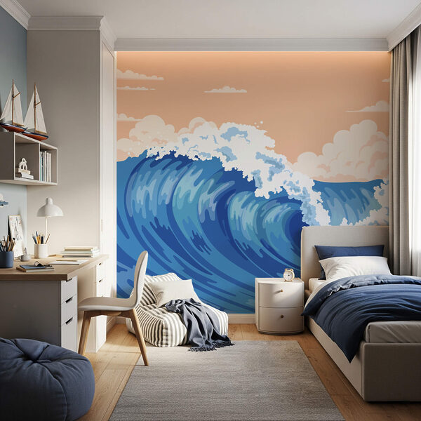 Onda grande com ondas espumosas Onda grande com ondas espumosas