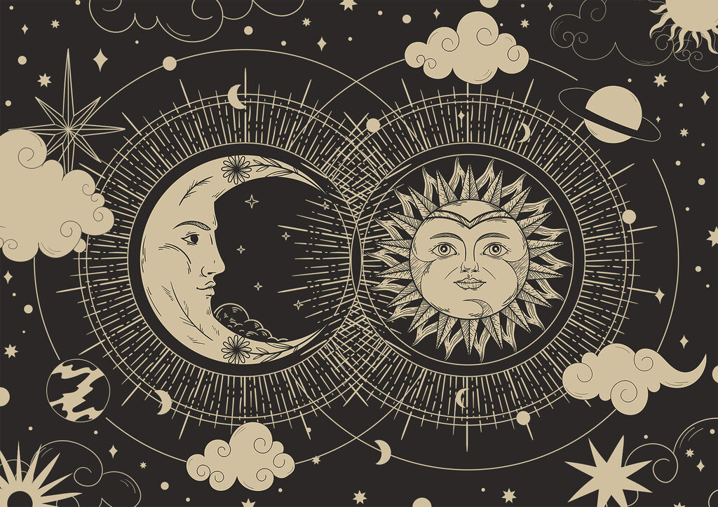 O sol e a lua no céu O sol e a lua no céu