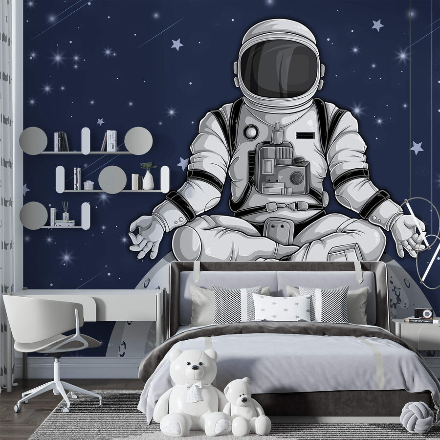 Papel de parede Um astronauta sentado na lua