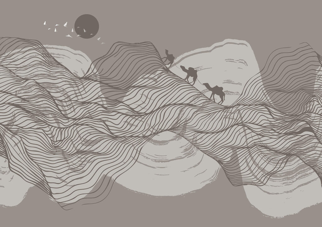 Desenho de uma paisagem desértica Desenho de uma paisagem desértica