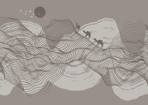 Desenho de uma paisagem desértica Desenho de uma paisagem desértica