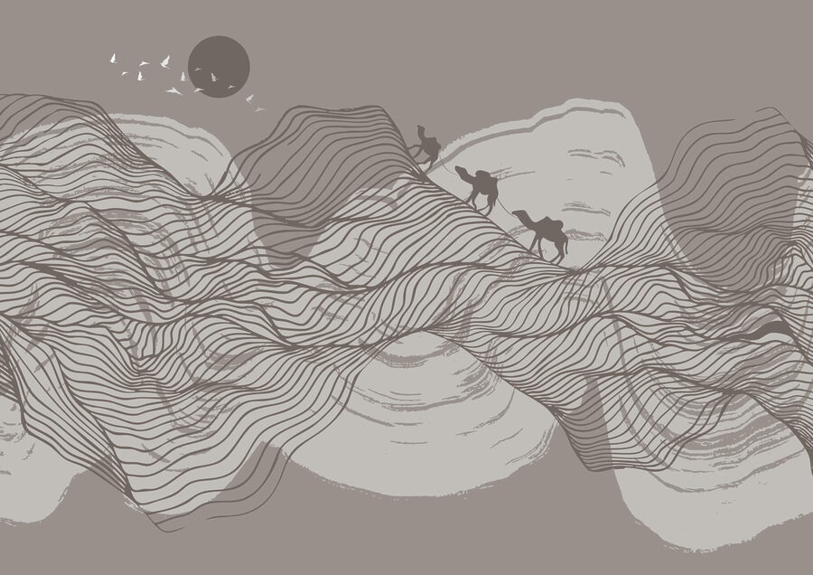 Desenho de uma paisagem desértica