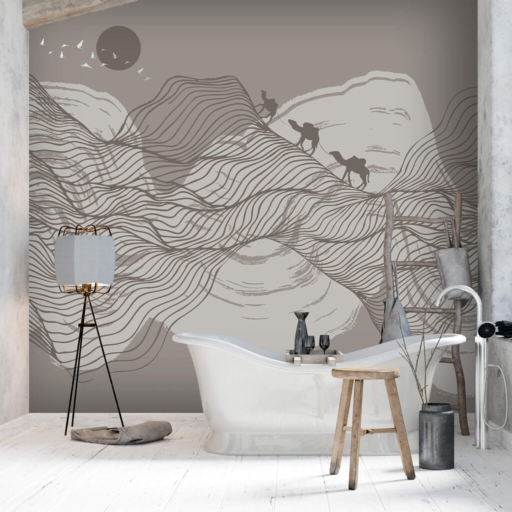 Desenho de uma paisagem desértica