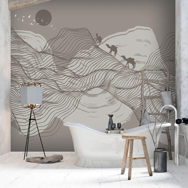 Desenho de uma paisagem desértica Desenho de uma paisagem desértica