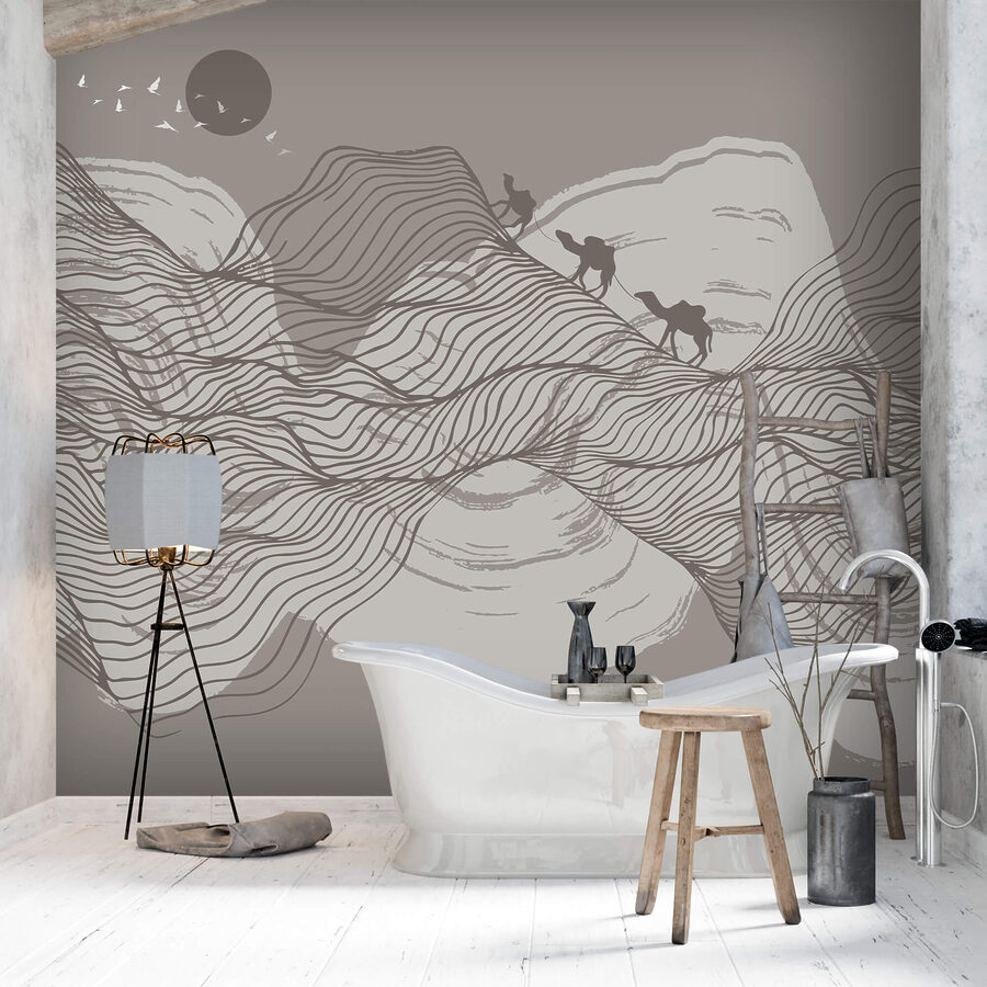 Desenho de uma paisagem desértica