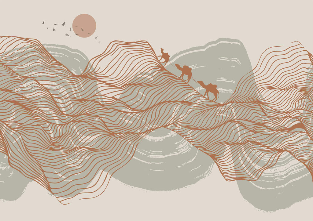 Desenho de uma paisagem desértica Desenho de uma paisagem desértica